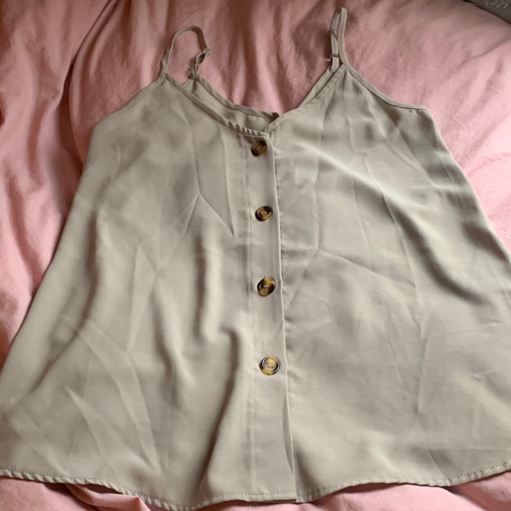 Beige button down tank top